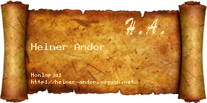 Heiner Andor névjegykártya